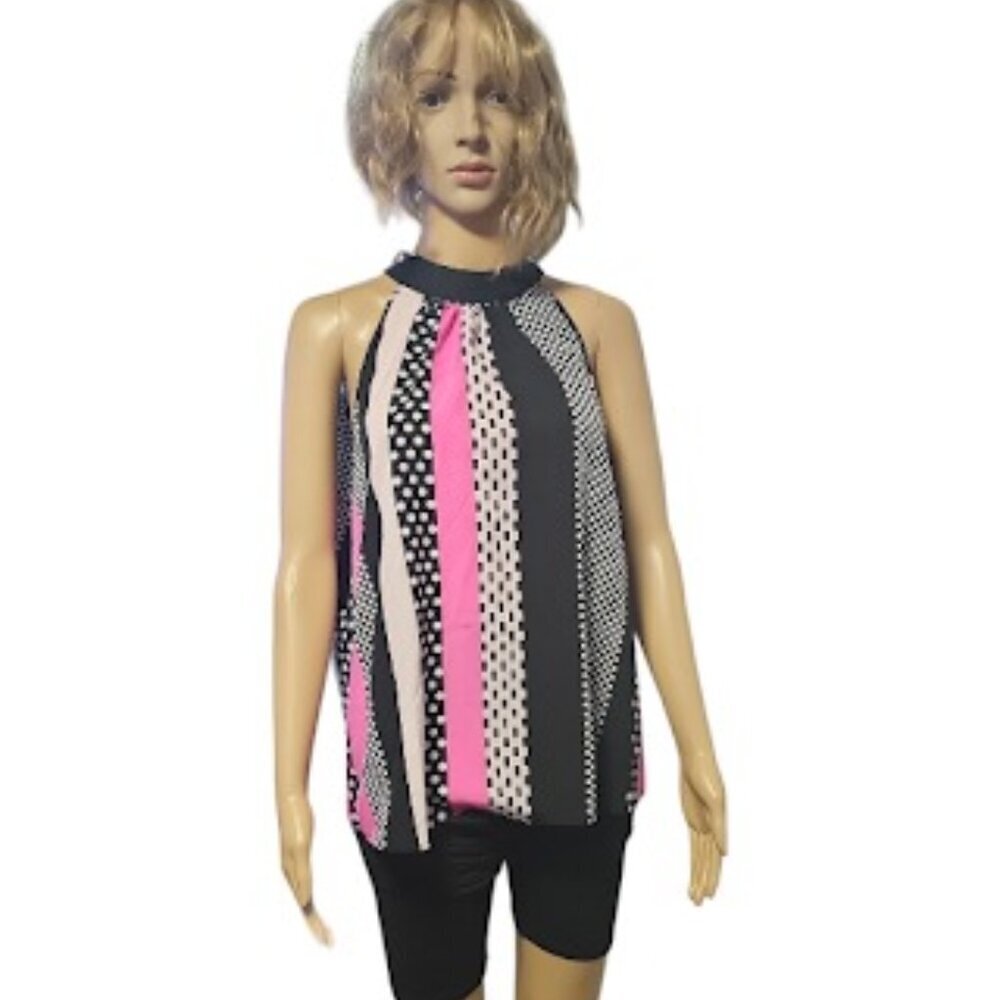 Sleeveless polka  dot blouse